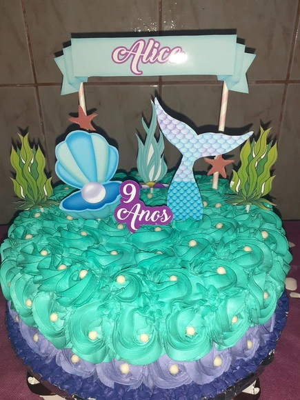 Topo de Bolo Sereia 3d