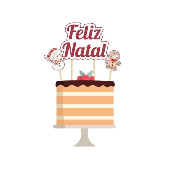 Topo de Bolo Personalizado Natal Aquarela