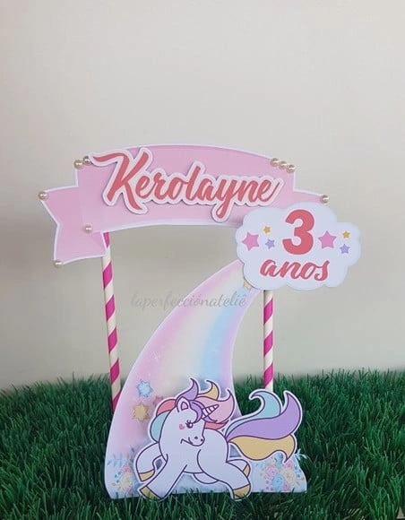 Topo de bolo Unicornio