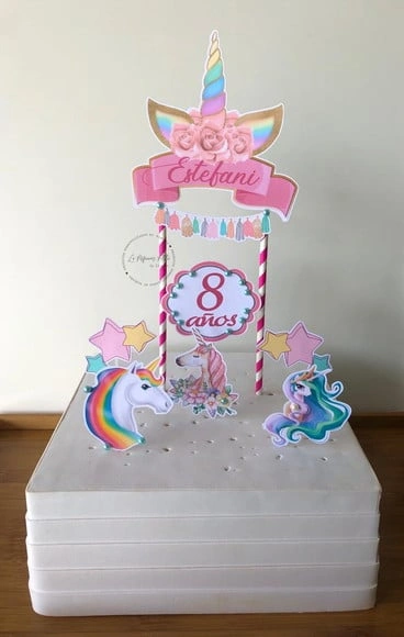Topo de bolo Unicornio