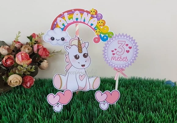Topo de bolo Unicornio