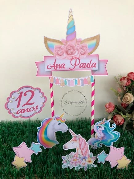 Topo de bolo Unicornio