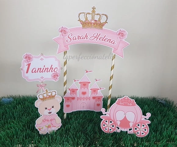 Topo de bolo Ursinha Princesa