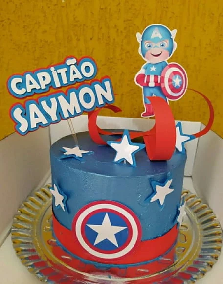 Topper Capitão América 3d Personalizado