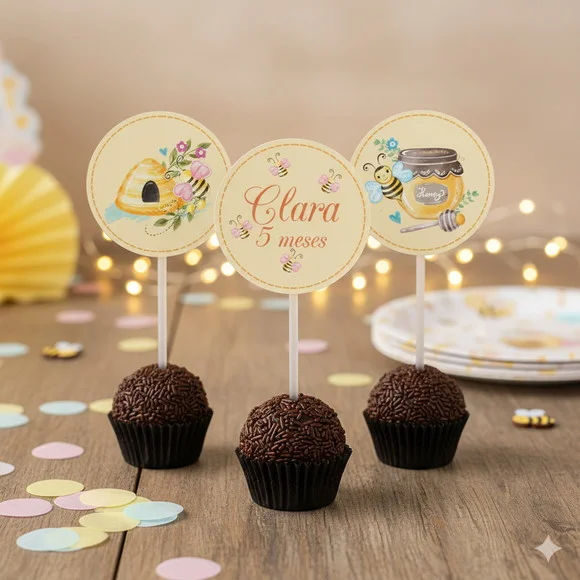 Topper para Docinho Personalizado Abelhinha