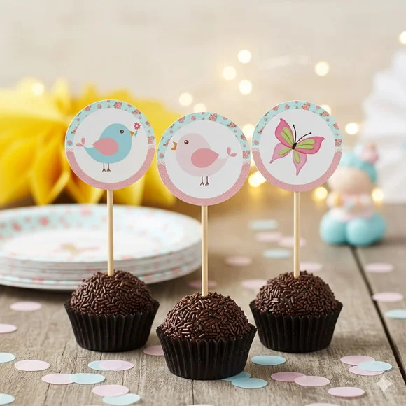 Topper para Docinho Personalizado Jardim Encantado - 30 un