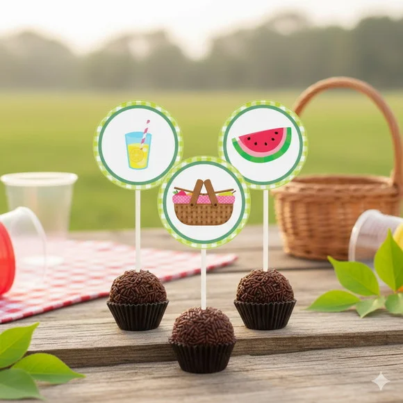 Topper para Docinho Personalizado Picnic - 30 un