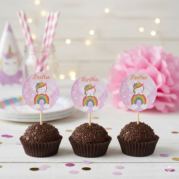 Topper para Docinho Personalizado Unicórnio - 30 un
