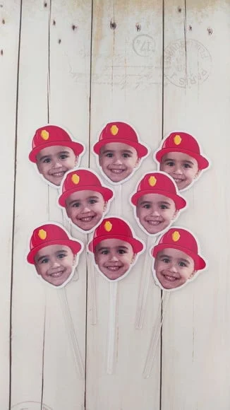 Topper Docinhos Rostinho Chapéu Capacete Bombeiro