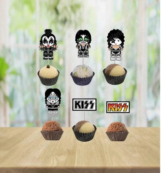 Topper para Doce e cupcake Banda Kiss - festa rock