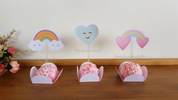 Topper para docinho chuva de amor