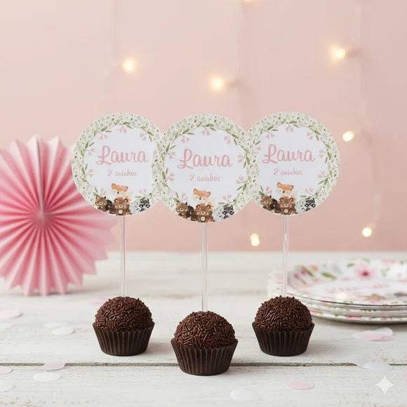 Topper para Docinho Personalizado Bosque (30 Un)