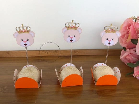 Topper para docinho ursinha princesa
