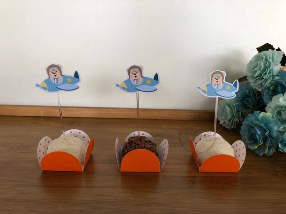 Topper para docinho ursinho aviador
