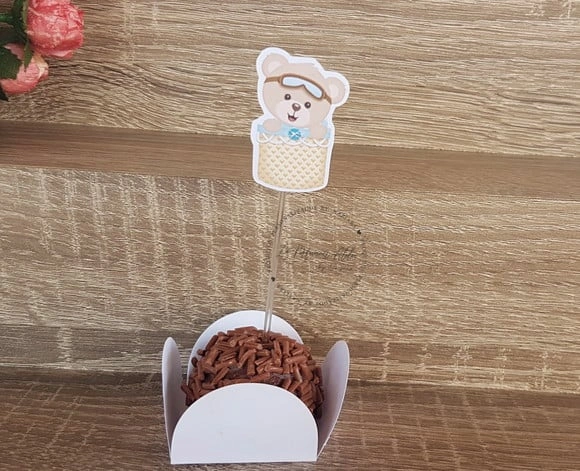 Topper para docinho ursinho baloeiro