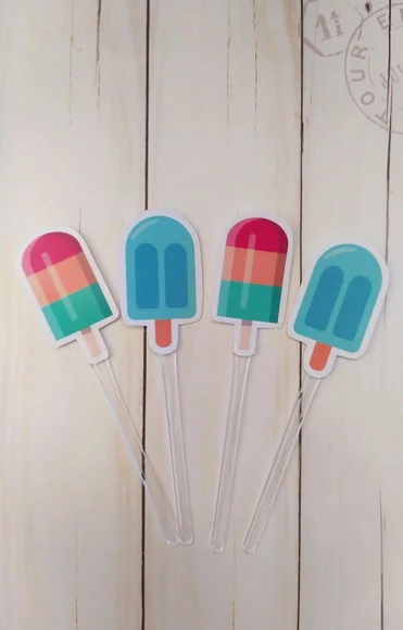 Topper para Docinhos Festa Picolé Sorvete 30 Unidades