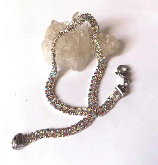 Tornozeleira Prateada com Strass 2 Linhas