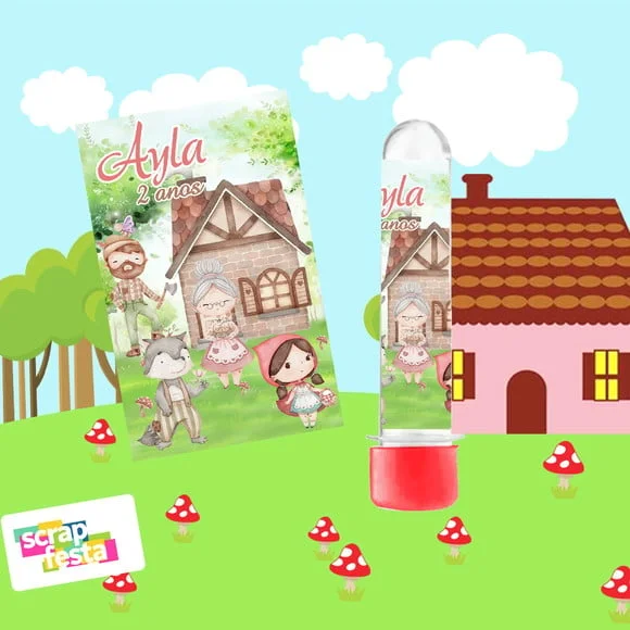 Tubete 13 cm Personalizado Festa Conto Chapeuzinho Vermelho