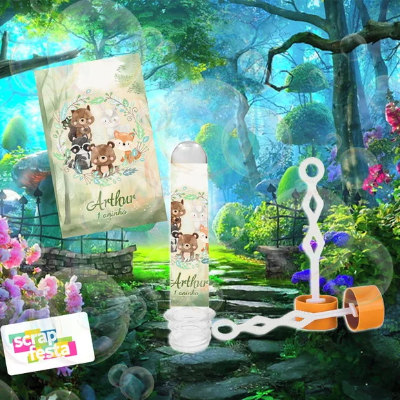 Tubete Bolha de Sabão Festa Floresta Bosque Encantado