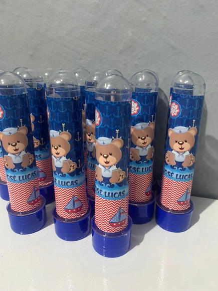 Tubetes Acrílico Personalizado Ursinho Marinheiro
