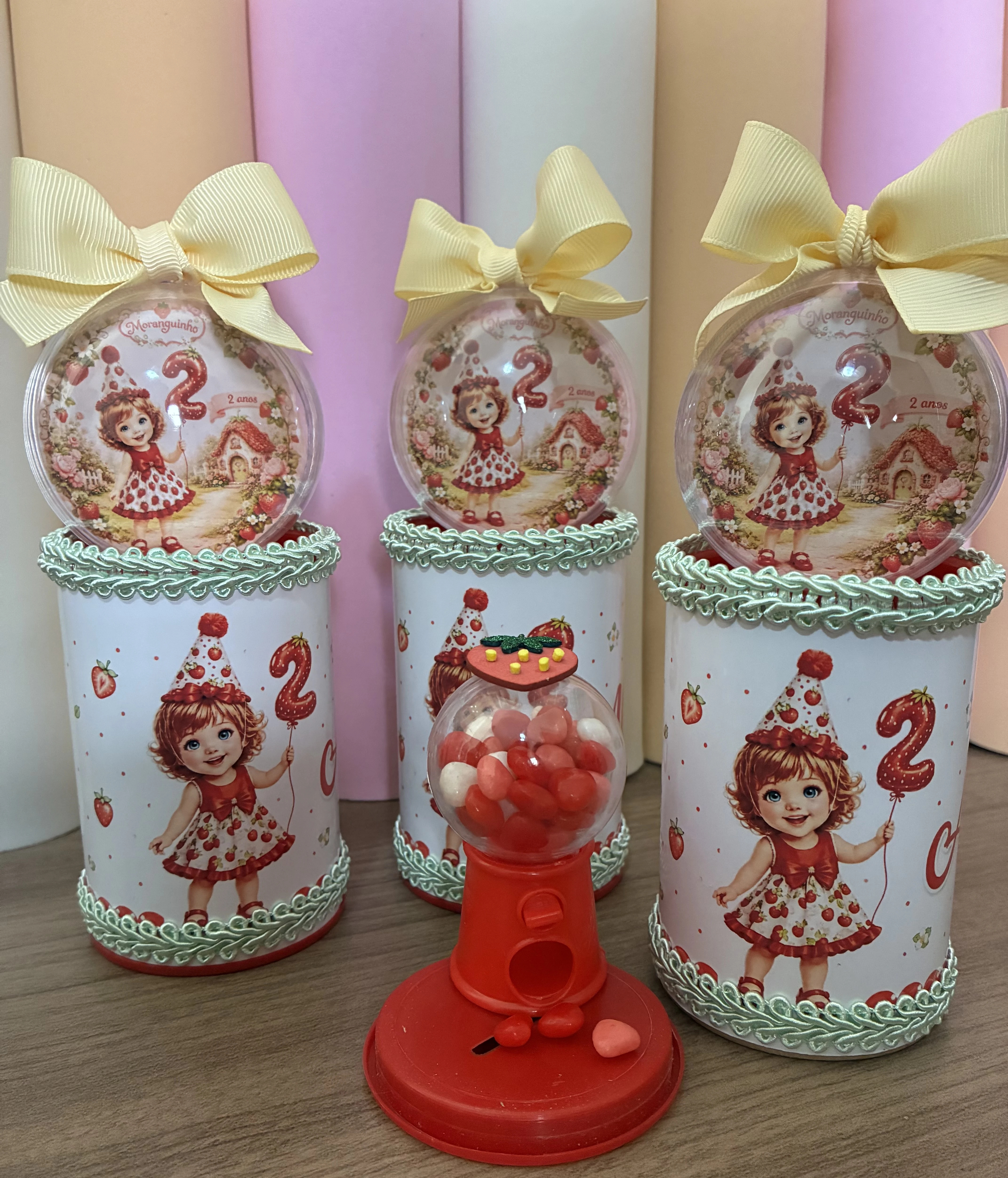 Tubolata cofre com esfera/globo personalizado com mini baleiro