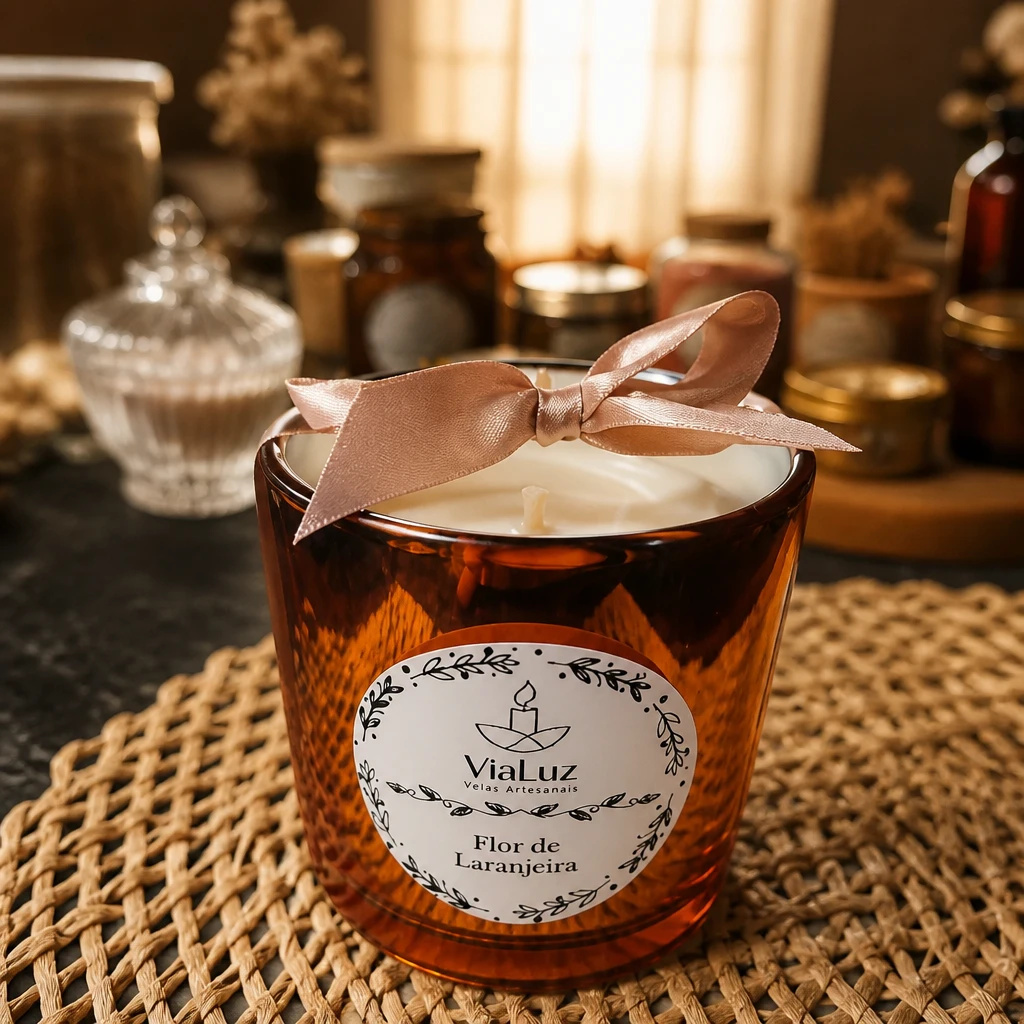 Vela Aromática Copo Whisky Luxo Espelhado - Flor de Laranjeira