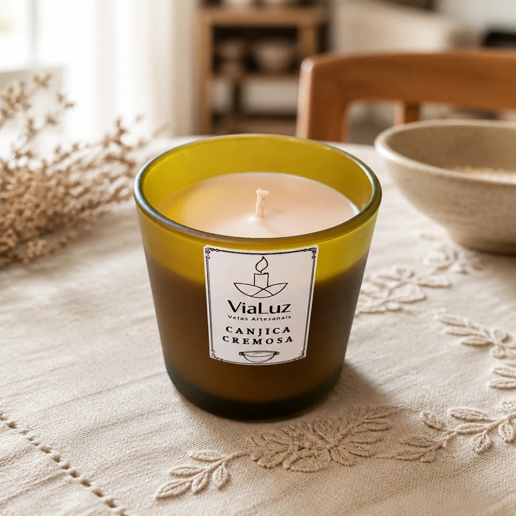 Vela Aromática de Canjica - Copo Whisky Verde Jateado