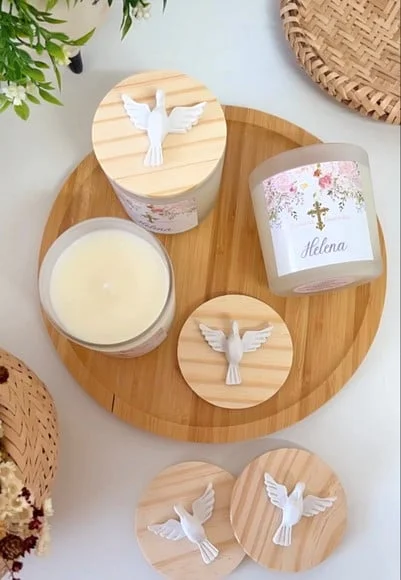 Vela Aromática Personalizada Batizado 200g