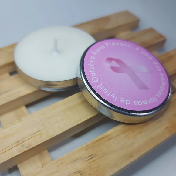 Vela na Lata Personalizada Outubro Rosa