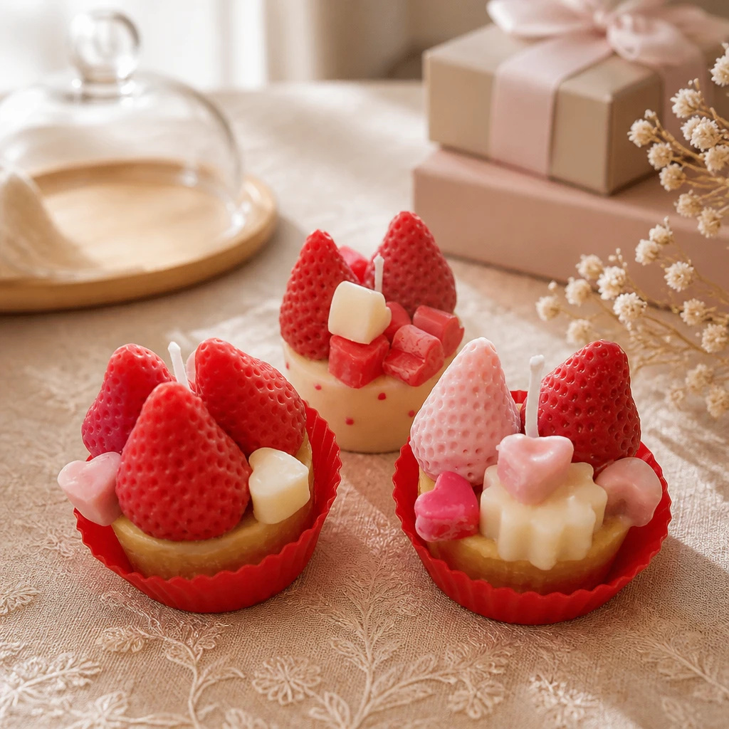 Velas cupcakes de morango lembrancinhas