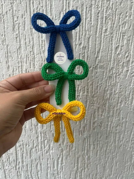 Xuxinha de Laço personalizado em tricotin com 06 unidades - Acessório de cabelo Laços da Copa
